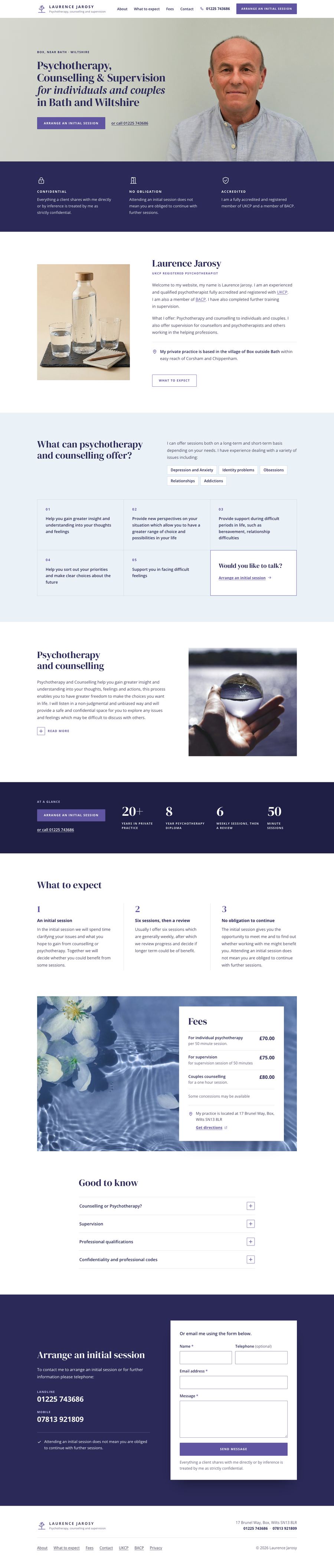 Full-page preview of the Classic Indigo design